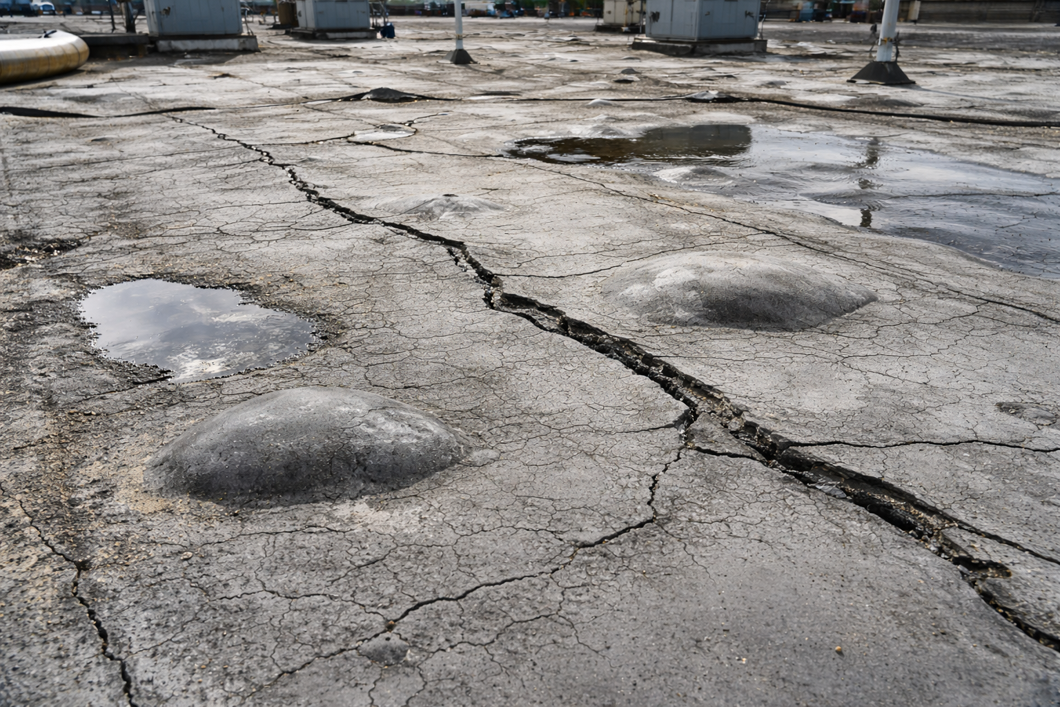 Aging commercial roof surface